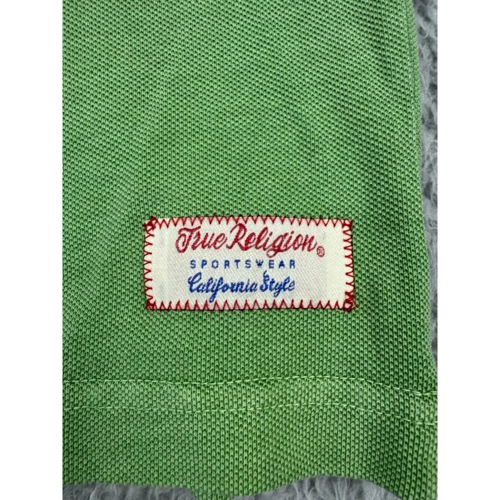 True Religion Mens Sportswear Spring 2013 Embroidery Pique Polo Shirt Green - Picture 2 of 11